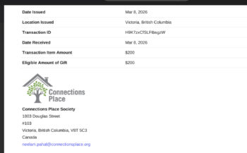 Connections Place donation receipt comfort doll project papa roach