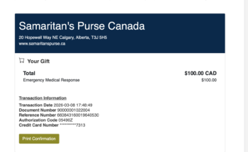 Samaritans purse donation receipt comfort doll project papa roach