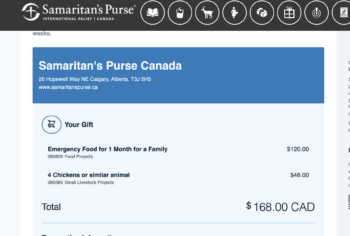 Samaritans purse donation receipt comfort doll project papa roach